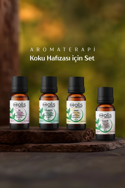 Aromaterapi Koku Hafızası Için Uçucu Yağ Seti - Itır, Limon, Karanfil, Okaliptus Saf Uçucu Yağları