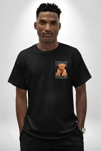 Angemiel Black Oversize T-Shirt - Bear Out of the Bag Printed, Men and Women