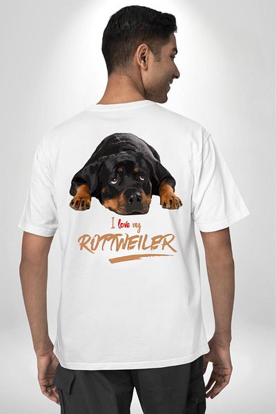 Angemiel Rottweiler Love Printed White Oversize Women Men's T-Shirt