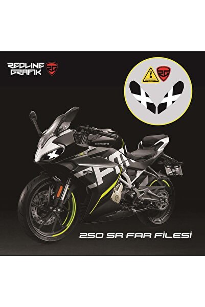 Redline Grafik CFMOTO 250SR X Siyah Beyaz Far Sticker Far Gözü Far Filesi