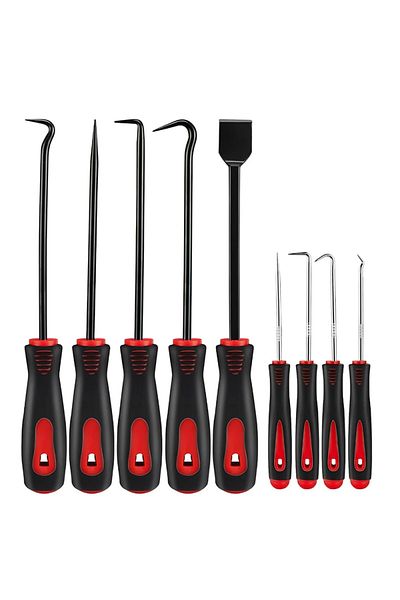 Choice Red 9 Piece Set Oil Seal O-Ring Gasket Remover Hand Tools Car Pick Hook Puller Remover Tire Stone Cl