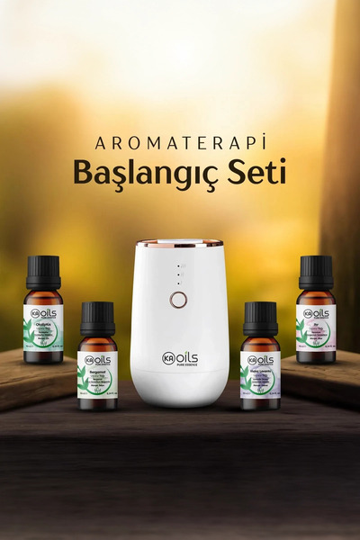 KAOils Pure Essence Aromaterapi Başlangıç Seti - Taşınabilir Susuz Difüzör 4 ...