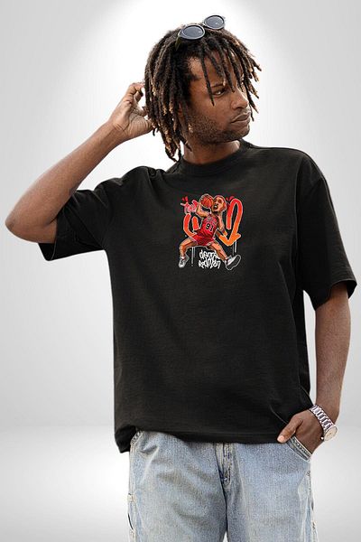 Angemiel Chicago Bulls 91 Dennis Rodman - Black Oversize Women's/Men's T-Shirt