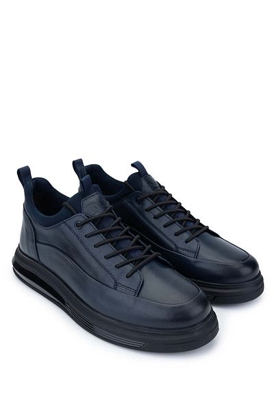 Tamer Tanca Men's Genuine Leather Navy Blue Sneakers & Sports Shoes