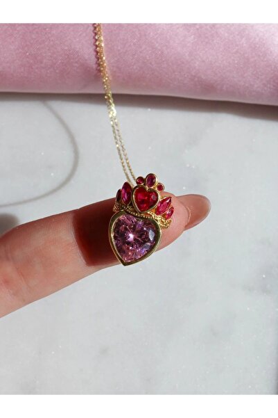 Reorah Collection Princess School Crown with Heart 925 Gümüş Kolye