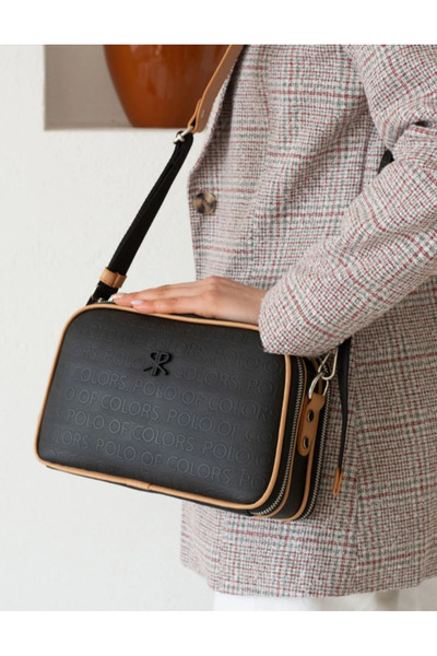 eflanmoda Polo of colors siyah çok bölmeli çapraz kullanıma uygun  omuz çanta...