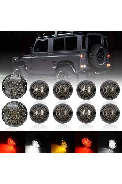 Choice 10pcs Rear Front Fog Lights Reversing Light Upgrade LED Smoked Lens for Land Rover Defender 1990-...