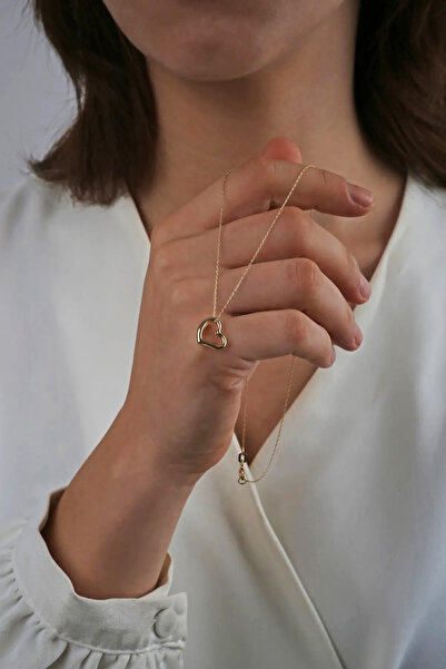 DİAMİNE PIRLANTA 14 Ayar Altın Kalp Kolye Sevgililer Günü Hediyesi