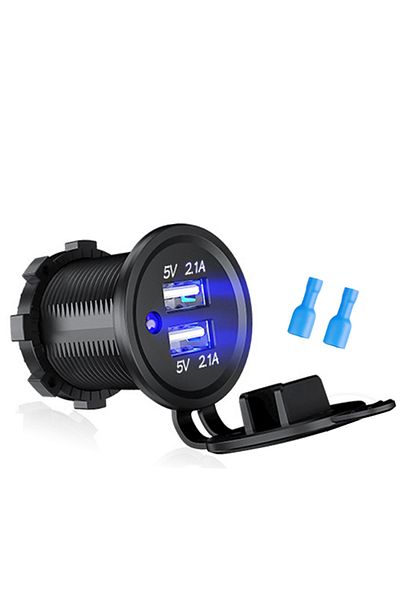 sikeo Dual Usb-a 4.2a Usb-c Dual Usb Fast Charging Type-c Socket 12v To 5v 12-24v Charger Motorcycle Dual
