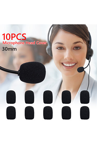 Choice 10Pcs Black Mic Protector Replacement Headset Foam Covers Windscreen Windshield Sponge Covers Mic...