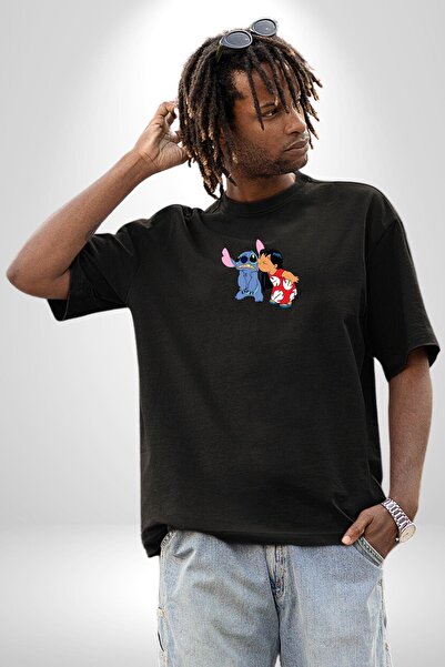 Angemiel Lilo And Stitch Мінімалістичні чорні шорти з мінімальним візерунком жіночі та чоловічі