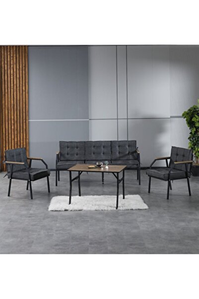 UFUK HOME Aşkın 311 Masalı Antrasit Fermuarlı Bahçe Balkon Takımı, Cafe, Salo...