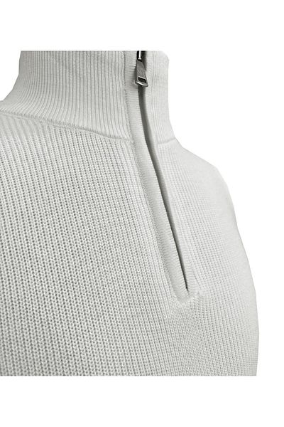 SÜVARİ Süvari Stand Collar Half Zippered White Knitted Knitwear