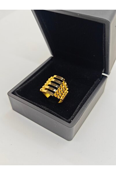 paksoy kuyumculuk Dorikalarla Süslenmiş Kaburga Desenli 22 Ayar Altın Yüzük