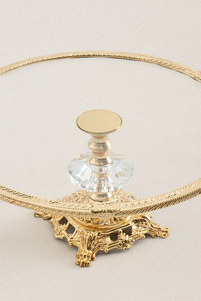 Nazik Home حامل عرض دائري بتفاصيل ذهبية من سييرا (25 سم)