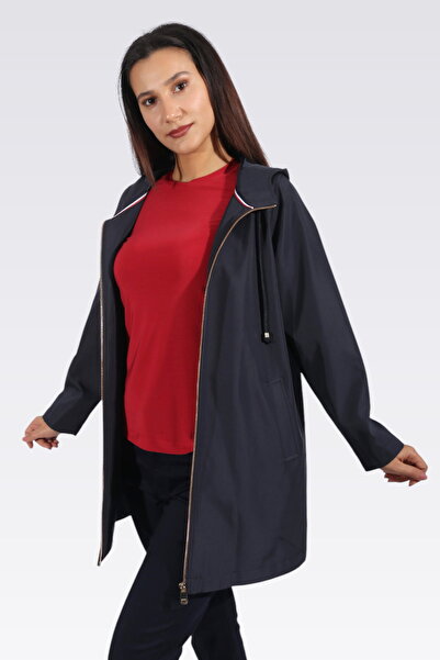 TOLGA SARAÇOĞLU 60122 СИНІЙ ТРЕНЧКОТ З КАПЮШОНОМ