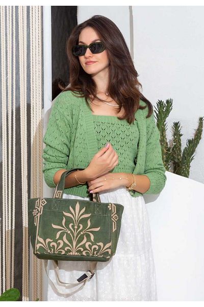 Dogo Women's Vegan Green Medium Tote Bag - Antique Green Design