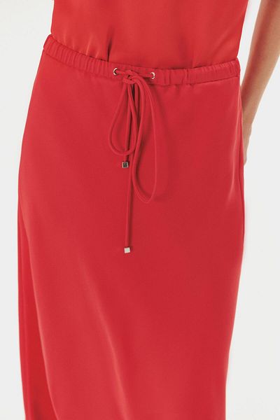 Exquise Satin Lace Detailed Regular Midi Skirt