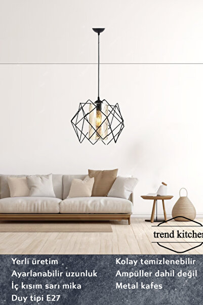 Trend Kitchen 4 Adet Koza One Glass Salon, Mutfak Mika Cam Avize