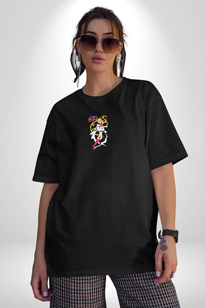 Angemiel Sailor Moon Anime - Usagi Tsukino Black Oversize T-Shirt