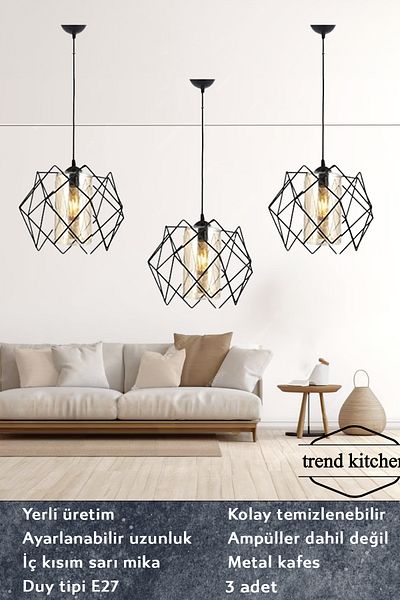 Ve Shop 3 Pieces Silvano Glass Chandelier One Living Room, Kitchen Pendant Chandelier.