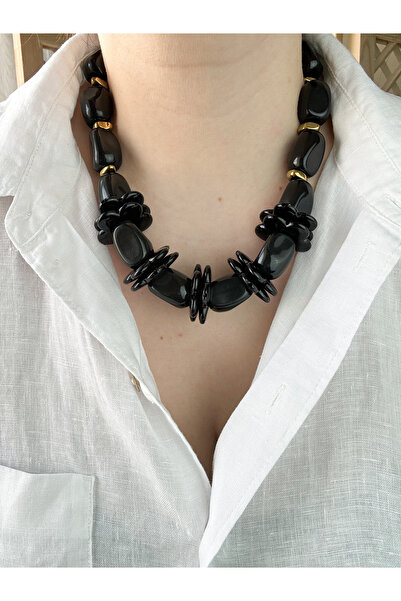 CHARMLUCKY SİYAH BONCUK KOLYE