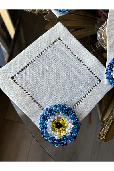 Hatice sakallı design 1 bucată Evil Eye Bead brodat cu piatră prețioasă pentru prezentare laterală pentru cafea