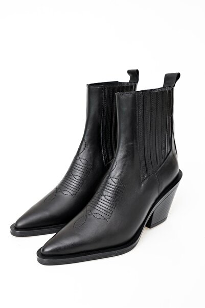 5in1Canpolat Μαύρες Κεντημένες Μπότες Western 123303