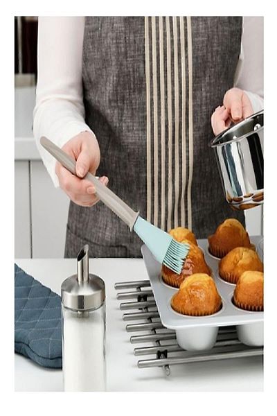 IKEA Bakglad Silicone Egg Dough Pastry Brush Beige Blue 26 cm