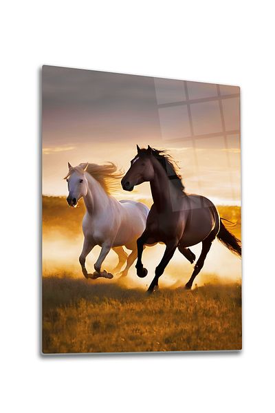 Decorita Masa din sticla |   Cai care alergă |   50 cm x 70 cm