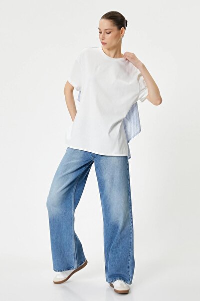 TENA Ecru Women's T-Shirt - Crew Neck, Back Piece, Rope Tie