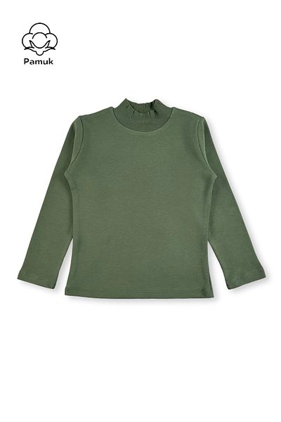 difa kids Girls Boys Unisex Children's Khaki Color Seasonal Winter Half Throat Long Sleeve Badi