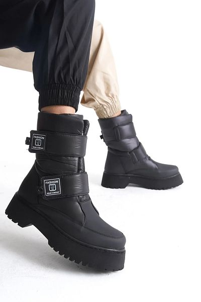 MODA ΓΥΝΑΙΚΕΙΑ Μαύρα Ματ Χειμερινά Χονδρή Σόλα Snow Boots