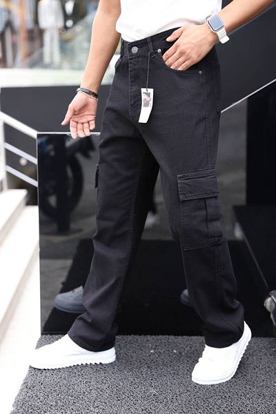 FRANKNESS JNS Men's Baggy Comfortable Cut Cargo Pocket Pants