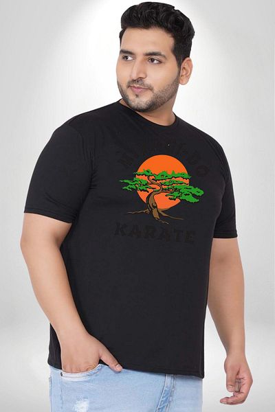Angemiel تي شيرت Miyagi-Do Karete Kids Logo Bonzai Tree - أسود، مقاس كبير، تي شيرت أساسي للرجال والنساء للجنسين