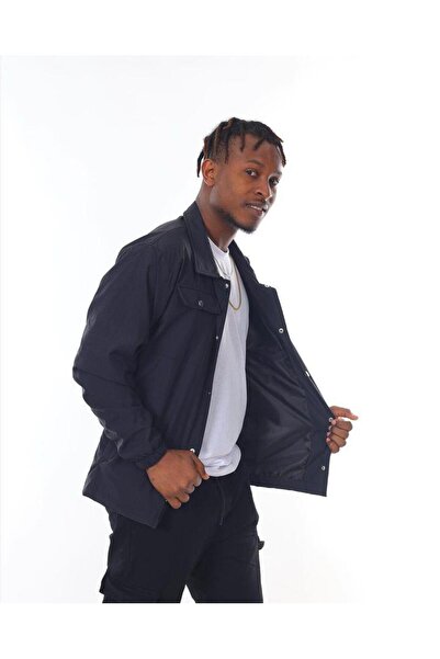 BILL THE KING Shirt Collar Raincoat with Buttons and Pockets