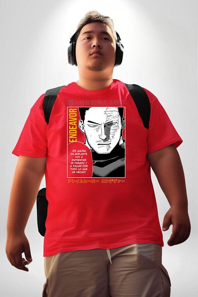 Angemiel تي شيرت نسائي من Enji Todoroki Manga - أحمر مقاس كبير