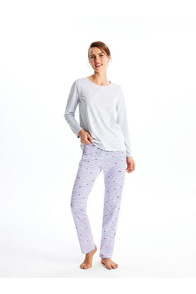 LC Waikiki Gemusterte Damen-Pyjamahose – elastische Taille