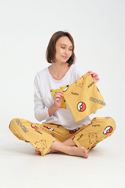 Rasabeauty طقم بيجامة قطن ممشط مطبوع بأكمام طويلة سوبر سوفت