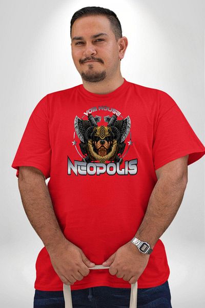 Angemiel تي شيرت Neopolis Rottweiler Viking Red مقاس كبير للرجال والنساء للجنسين أساسي مطبوع مسبقًا
