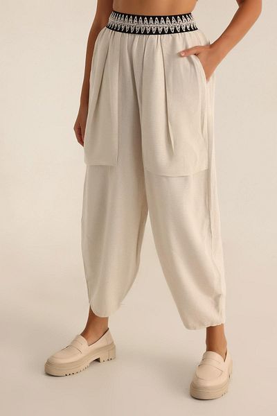 TENA Pantaloni de damă cu talie naturală în dungi cu buzunar mare