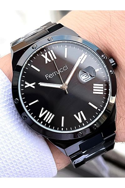 Ferrucci Steel Cord Ion Plated Calendar Dial 30 Mt Water Resistant Men's Wristwatch Bgf.13874.2