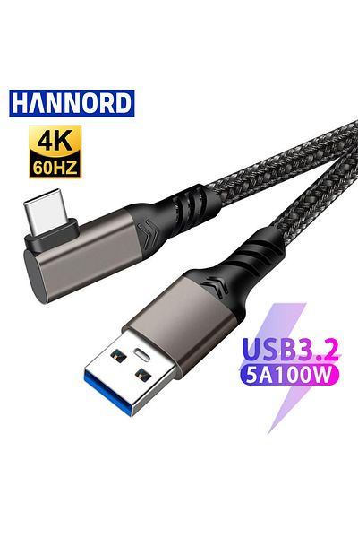 Choice كابل USB 3.2 من النايلون بطول 3 أمتار من Hannord USB 3.2 Gen 2 بسرعة 10 جيجابت في الثانية من USB A إلى USB C 3A للشحن السريع بطول 1 متر و2 متر و5 أمتار