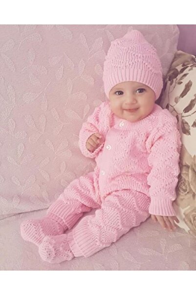 by BebekOdam Bereli Triko Kız Bebek Tulumu - Pembe