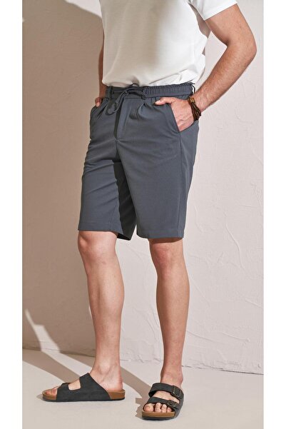 TENA Anthracite Men's Shorts - Half Elastic Waist, Single Pleat 7046