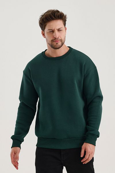 COMBİNE MİCHAİL Ανδρικό φούτερ με σκούρο πράσινο Crew Neck Oversize Raster Basic