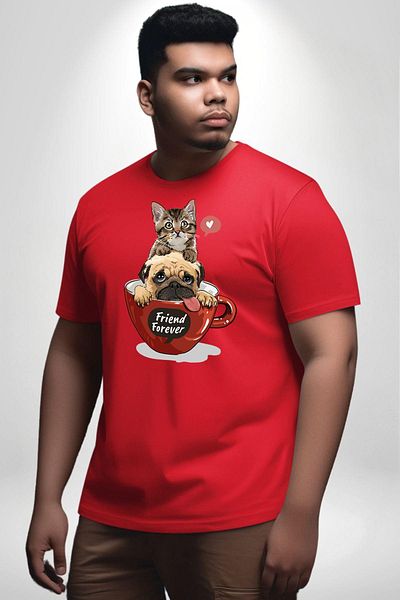 Angemiel Red Unisex Basic T-Shirt - Plus Size, Friend, Front Printed