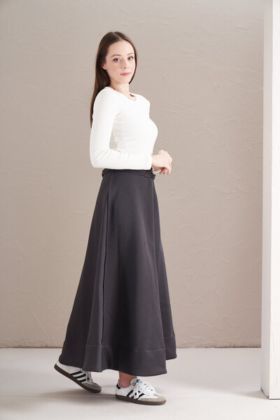 Mevra 3 İplik Şardonlu Daire Etek Antrasit