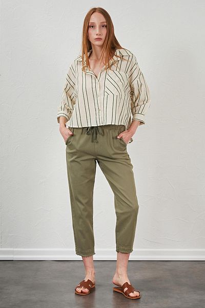 TENA Pantaloni din Gabardin cu cusături murdare pentru femei kaki