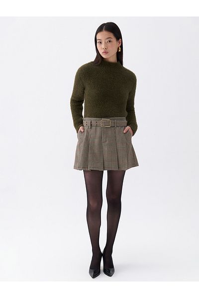 Nocturne Belted Pleated Mini Skirt